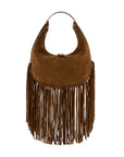 Fringe Aspen in Antelope Suede & Cognac Ostrich Leg