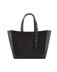 Small Davy Tote in Black Raffia & Black Ostrich Leg