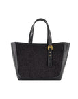 Small Davy Tote in Black Raffia & Black Ostrich Leg