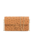 Accordion Crossbody Wallet in Cognac Ostrich
