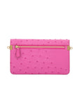 Accordion Crossbody Wallet in Cyclament Ostrich